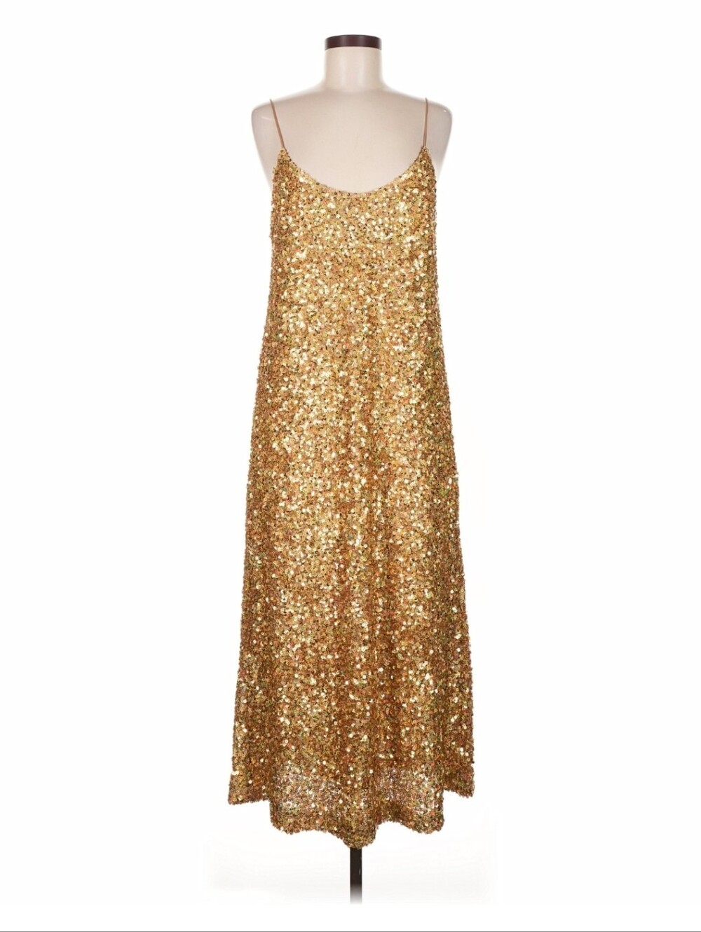 Zara Gold Sequin Slip Dress - Elegant Evening Dress